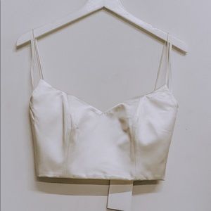 Ivory silk bustier crop top NWT